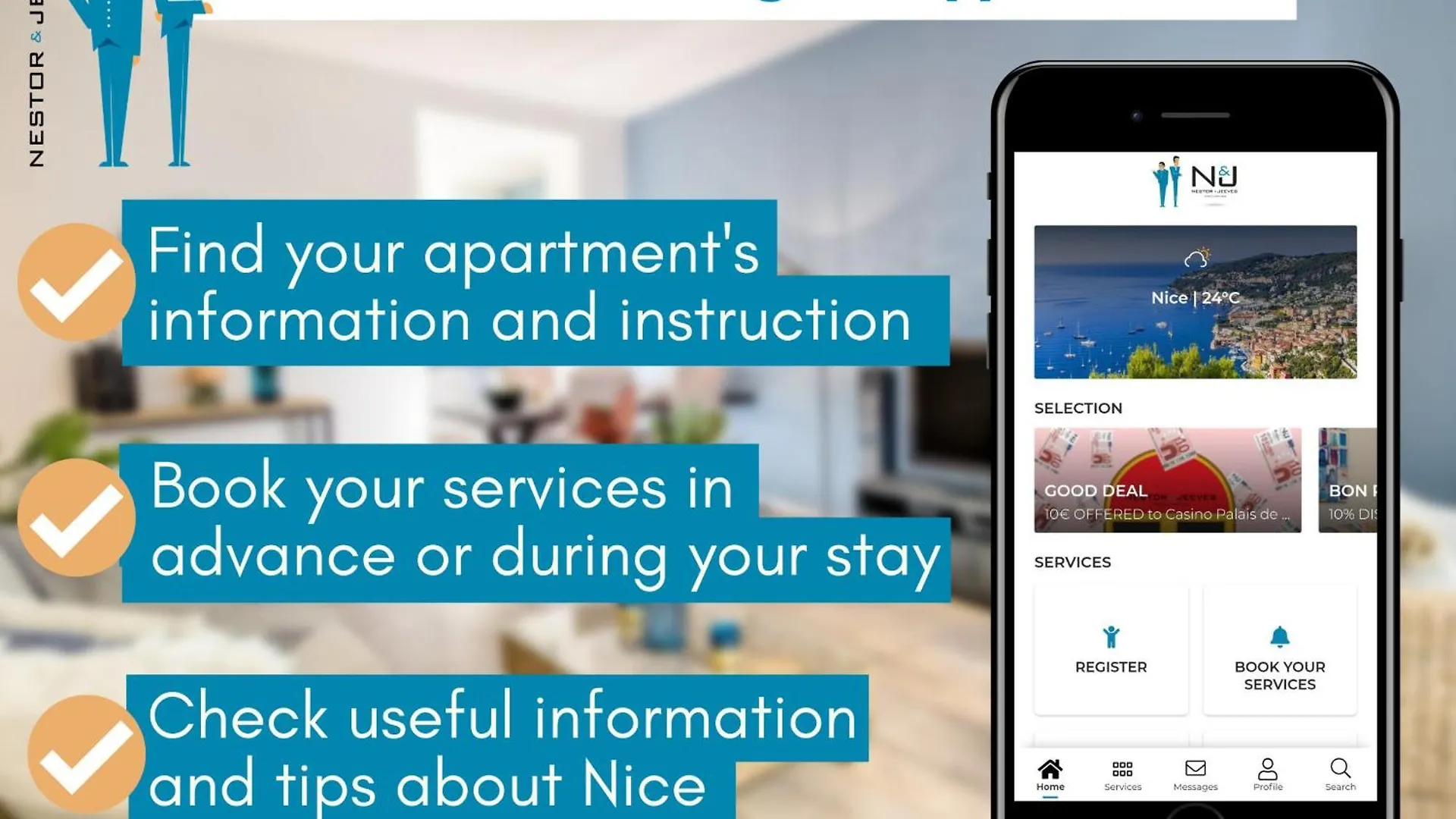 Apartment Nestor&Jeeves - Le Baccara - Terrace - Central Nice